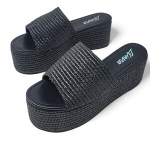 Liliana Budza Classic Neopro Black Open Toe Platform Sandal - Size 8.5